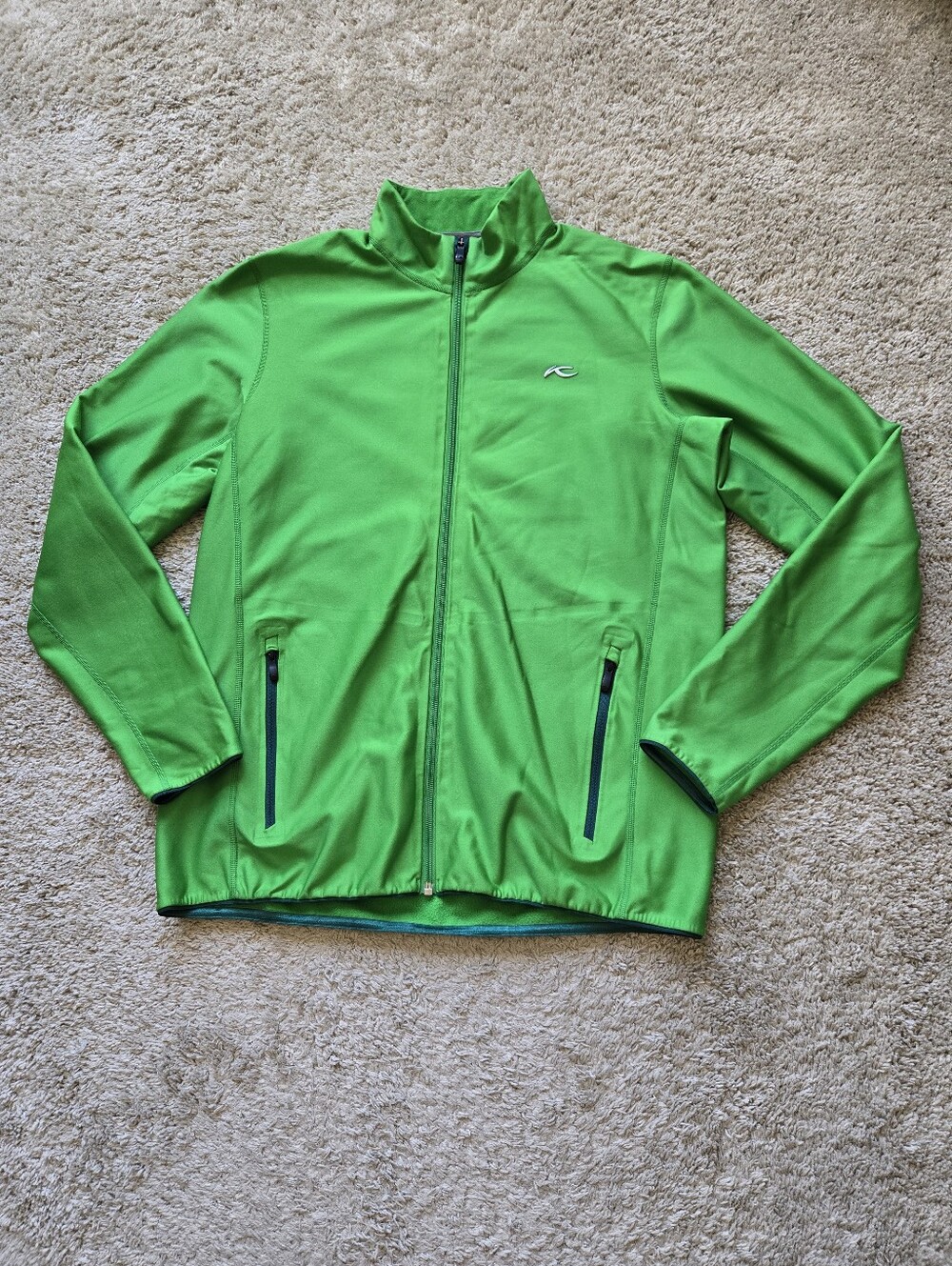 Kjus Midlayer Jacket Mens 52/L Full Zip Bright Green Active Golf